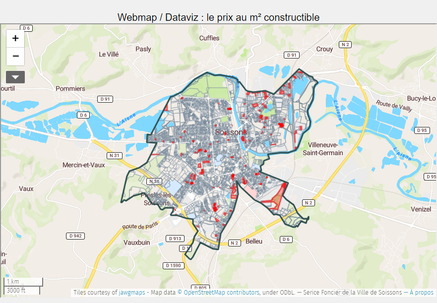 Webmap / Dataviz : le prix au m² constructible